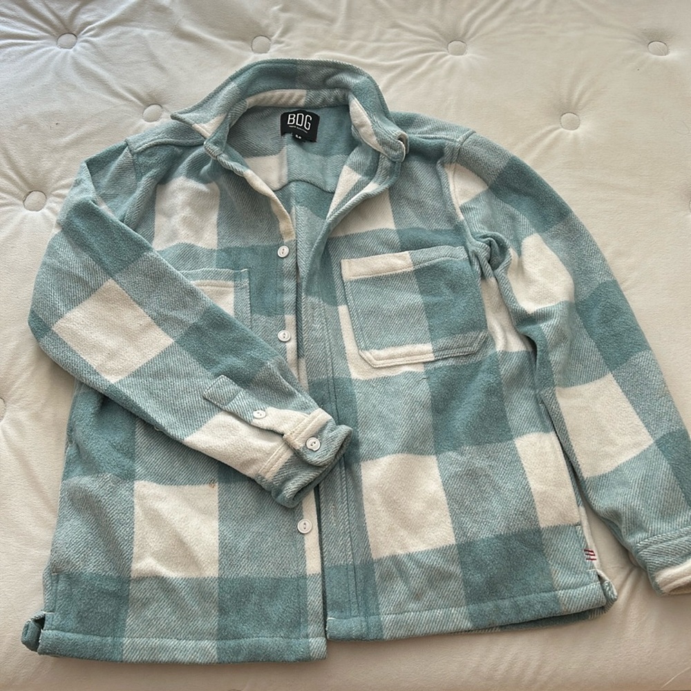Light blue slightly worn heavy weight flannel